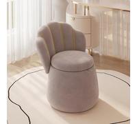 KhUkhu Repose-Pieds De Rangement 60 Cm De Haut en Velours pour Coiffeuse, Pouf, Tabouret De Canapé, Chaise De Luxe avec Dossier Haut pour Chambre À Coucher, Salon, Coiffeuse,Gris,Without Wheels