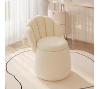 KhUkhu Repose-Pieds De Rangement 60 Cm De Haut en Velours pour Coiffeuse, Pouf, Tabouret De Canapé, Chaise De Luxe avec Dossier Haut pour Chambre À Coucher, Salon, Coiffeuse,Blanc,Without Wheels