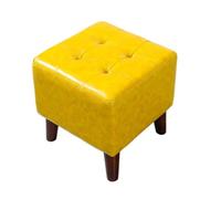 KhUkhu Repose-pieds Ottoman Repose-pieds carré en cuir avec 4 pieds en bois massif Tabouret de canapé nordique Repose-pieds Tabouret de salon créatif Tabouret simple, jaune, grand