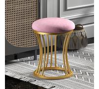 KhUkhu Repose-Pieds Rond, Pieds en Métal, Tabouret De Coiffeuse avec Patins Antidérapants, Pouf Ottoman pour Salon, Chambre À Coucher,Rose