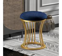KhUkhu Repose-Pieds Rond, Pieds en Métal, Tabouret De Coiffeuse avec Patins Antidérapants, Pouf Ottoman pour Salon, Chambre À Coucher,Bleu