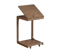 KhUkhu Table D'appoint en C avec roulettes, Table De Canapé en Bois avec Plateau Réglable pour Salon Et Chambre