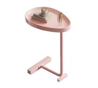 KhUkhu Table D'appoint en Forme De C, Table Ovale en Forme D'œuf, Table D'appoint pour Canapé, Petite Table Basse sous La Table De Chevet pour Salon, Chambre À Coucher, Table De Chevet,Rose