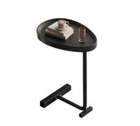KhUkhu Table D'appoint en Forme De C, Table Ovale en Forme D'œuf, Table D'appoint pour Canapé, Petite Table Basse sous La Table De Chevet pour Salon, Chambre À Coucher, Table De Chevet,Noir