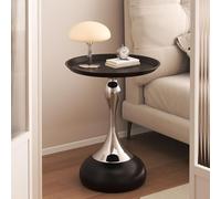KhUkhu Table D'appoint Ronde, Petite Table D'appoint Ronde Vintage, Table D'appoint De Canapé, Tables D'appoint De Bureau, Table D'appoint pour Ordinateur Portable, Mini Table D'appoint,Black Silver