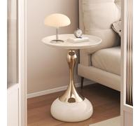 KhUkhu Table D'appoint Ronde, Petite Table D'appoint Ronde Vintage, Table D'appoint De Canapé, Tables D'appoint De Bureau, Table D'appoint pour Ordinateur Portable, Mini Table D'appoint,White Gold