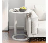 KhUkhu Table d'appoint, Table d'appoint, Table de canapé en Forme de C, Table de Loisirs pour Petits espaces, Salle à Manger, Salon, café,Blanc,48x56cm