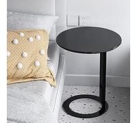 KhUkhu Table d'appoint, Table d'appoint, Table de canapé en Forme de C, Table de Loisirs pour Petits espaces, Salle à Manger, Salon, café,Noir,48x56cm