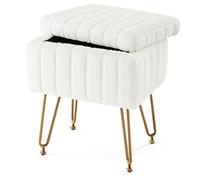 KHUKHU Tabouret de Coiffeuse, Chaise avec Rangement, Pouf de Maquillage Mignon et Doux, réglable for Chambre, Salon ou entrée(White1)