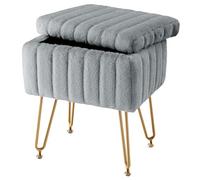KHUKHU Tabouret de Coiffeuse, Chaise avec Rangement, Pouf de Maquillage Mignon et Doux, réglable for Chambre, Salon ou entrée(Grey)