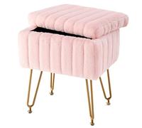 KHUKHU Tabouret de Coiffeuse, Chaise avec Rangement, Pouf de Maquillage Mignon et Doux, réglable for Chambre, Salon ou entrée(Pink)