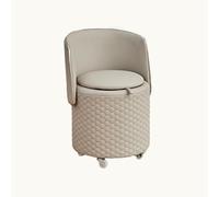 KhUkhu Tabouret De Vanité À Dossier Pliable avec Rangement, Tabouret De Vanité Rond avec Dossier, Pouf De Rangement avec roulettes, Pouf Roulant, Chaise De Vanité,Light Grey