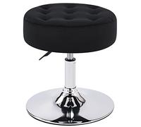KHUKHU Tabouret Ottoman pivotant et réglable, capitonné, Style Milieu du siècle; Grand Tabouret Rond Moderne for Coiffeuse, Chambre à Coucher ou Salon.(Black)