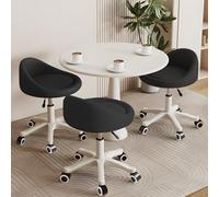 KHUKHU Tabouret pivotant Ergonomique à roulettes, Hauteur réglable, roulettes Ultra-silencieuses, Coussin rembourré en Cuir PU, for Salon, Bureau et Massage(D,Set of 3)