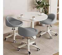 KHUKHU Tabouret pivotant Ergonomique à roulettes, Hauteur réglable, roulettes Ultra-silencieuses, Coussin rembourré en Cuir PU, for Salon, Bureau et Massage(Dark Gray,Set of 3)