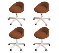 KHUKHU Tabouret pivotant Ergonomique à roulettes, Hauteur réglable, roulettes Ultra-silencieuses, Coussin rembourré en Cuir PU, for Salon, Bureau et Massage(Brown,Set of 4)