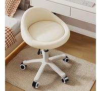 KHUKHU Tabouret pivotant Ergonomique à roulettes, Hauteur réglable, roulettes Ultra-silencieuses, Coussin rembourré en Cuir PU, for Salon, Bureau et Massage(Beige,Set of 1)