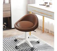 KHUKHU Tabouret pivotant Ergonomique à roulettes, Hauteur réglable, roulettes Ultra-silencieuses, Coussin rembourré en Cuir PU, for Salon, Bureau et Massage(Brown,Set of 1)