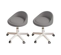 KHUKHU Tabouret pivotant Ergonomique à roulettes, Hauteur réglable, roulettes Ultra-silencieuses, Coussin rembourré en Cuir PU, for Salon, Bureau et Massage(Dark Gray,Set of 2)