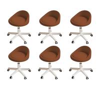 KHUKHU Tabouret pivotant Ergonomique à roulettes, Hauteur réglable, roulettes Ultra-silencieuses, Coussin rembourré en Cuir PU, for Salon, Bureau et Massage(Brown,Set of 6)