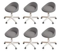 KHUKHU Tabouret pivotant Ergonomique à roulettes, Hauteur réglable, roulettes Ultra-silencieuses, Coussin rembourré en Cuir PU, for Salon, Bureau et Massage(Dark Gray,Set of 6)