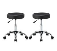 KHUKHU Tabouret pivotant hydraulique réglable avec Coussin et roulettes, en Cuir PU, for Bureau, Tatouage, Massage, Spa(2 Pack)
