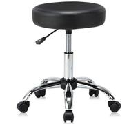 KHUKHU Tabouret pivotant hydraulique réglable avec Coussin et roulettes, en Cuir PU, for Bureau, Tatouage, Massage, Spa(1 Pack)