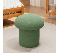 KhUkhu Tabouret Rond en Laine d'agneau, Tabouret Champignon, Tabouret en Bois Massif, Tabouret Repose-Pieds Doux pour Salon, Chambre À Coucher, Bureau, Cuisine, Balcon,Light Green,Large