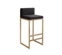 KhUkhu Tabourets De Bar avec Siège Rembourré en Velours Noir Et Dossier Et Pieds en Métal Doré Chaises De Comptoir De Cuisine pour Petit-Déjeuner