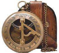 KHUMYAYAD Boussole à cadran solaire en laiton de 7,6 cm avec boussole en cuir pur antique réplique nautique boussole