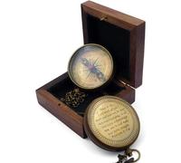 KHUMYAYAD Boussole chrétienne inspirante en laiton avec inscription en allemand « Vertrauen auf den Herrn » - Proverbes 3:5-6 - Pour camping, cadeau, avec boîte en bois