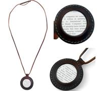 KHUMYAYAD Collier en cuir avec pendentif loupe pour lire des livres, des cartes et vérifier des bijoux vintage fait à la main., Cuir Verre