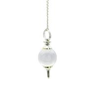 Khushboo Enterprise Pendule boule de cristal naturel avec chaîne en argent, outil de radiesthésie et de divination, sphère de méditation spirituelle (cristal transparent, grand)