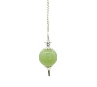 Khushboo Enterprise Pendule boule de cristal naturel avec chaîne en argent, outil de radiesthésie et de divination, sphère de méditation spirituelle (aventurine verte, taille L)