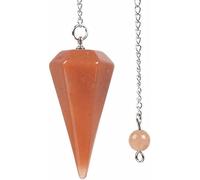 Khushboo Enterprise Pendule en cristal d'aventurine orange foncé avec chaîne, pointe hexagonale de 3,8 à 5,1 cm, pendule de radiesthésie pour divination, méditation, guérison des chakras