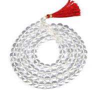 KHUSHI CRAFTS Chapelet sphatik Mala Original Sfatic en quartz de roche certifié étincelant - Cristal de Jaap Mala - 7 mm - 108 + 1 perles
