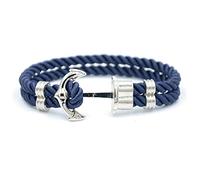 KhuWan Bracelet Ancre Homme en Nylon Bleu Marine et Ancre en Laiton