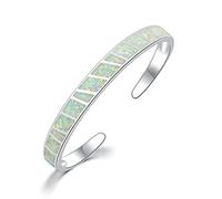 KhuWan Bracelets Ouverts en Pierre d'opale de feu Bleu plaqué Argent Bracelets minimalistes réglables Bijoux Meilleurs Cadeaux pour Fille Femme