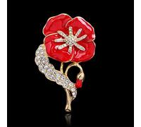 KhuWan Broches de carthame de Coquelicot de Diamant Rouge pour Les Femmes de Mariage Broche décontractée Pins Cadeaux