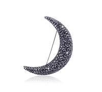 KhuWan Lune Broche Noir Antique Couleur Nouvel an Lune Broche Hommes et Femmes Plein Strass Bijoux Broche