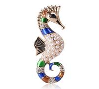 KhuWan Perle émail Hippocampe Broches pour Femmes Hommes Classique Animal Bureau fête Broche Broches Cadeaux