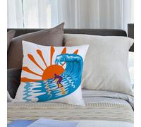 KHWEJ Taie d'oreiller 40x40 cm Imprimer Housse Coussin pour Maison Le Salon Taie Oreiller Réversible Housse de Coussin,Été, thème Plage, Ambiance Chaude, Surf, Sport, mer, océan, Vagues, Soleil
