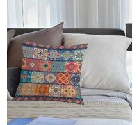 KHWEJ Taie d'oreiller 40x40 cm Imprimer Housse Coussin pour Maison Le Salon Taie Oreiller Réversible Housse de Coussin,Motif sans Couture avec des Carreaux Portugais de Style Talavera. Ornements Azul