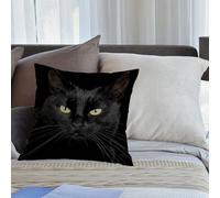KHWEJ Taie d'oreiller 45x45 cm Imprimer Housse Coussin pour Maison Le Salon Taie Oreiller Réversible Housse de Coussin,Chat Noir