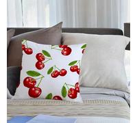 KHWEJ Taie d'oreiller 45x45 cm Imprimer Housse Coussin pour Maison Le Salon Taie Oreiller Réversible Housse de Coussin,Fond de Clip de Motif de Cerises