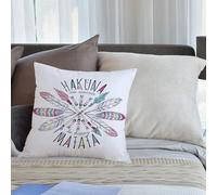 KHWEJ Taie d'oreiller 45x45 cm Imprimer Housse Coussin pour Maison Le Salon Taie Oreiller Réversible Housse de Coussin,T-Shirt d'été imprimé Lettrage aztèque Hakuna Matata