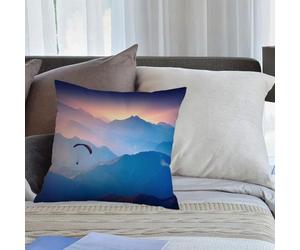 KHWEJ Taie d'oreiller 45x45 cm Imprimer Housse Coussin pour Maison Le Salon Taie Oreiller Réversible Housse de Coussin,Silhouette d'un Parapente Volant dans la lumière du Lever du Soleil au-Dessus de