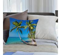 KHWEJ Taie d'oreiller 50x50 cm Imprimer Housse Coussin pour Maison Le Salon Taie Oreiller Réversible Housse de Coussin,Plage Océan de, île de Kood et Destination de Voyage en Asie Océan Plage Arbres