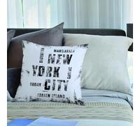 KHWEJ Taie d'oreiller 50x50 cm Imprimer Housse Coussin pour Maison Le Salon Taie Oreiller Réversible Housse de Coussin,Art de la Ville de New York. Style Graphique de Rue NYC. Modèle d'étiquette de c
