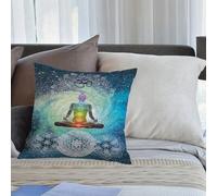 KHWEJ Taie d'oreiller 50x50 cm Imprimer Housse Coussin pour Maison Le Salon Taie Oreiller Réversible Housse de Coussin, Yoga, Conception de Mandala méditation Zen Style Hippie avec Chakra des Signes